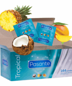 PASANTE – PRESERVATIVOS SABORES TROPICAL 144 UNIDADES - intimamenities.com