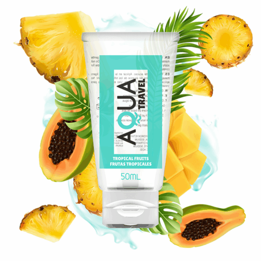 AQUA TRAVEL – LUBRICANTE BASE AGUA SABOR FRUTAS TROPICALES – 50 ML - intimamenities.com