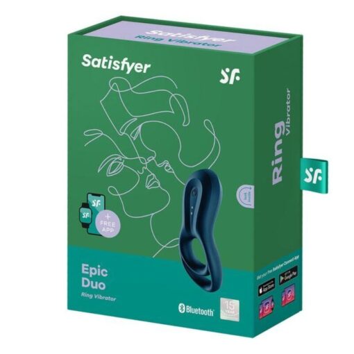 SATISFYER – EPIC DUO ANILLO VIBRADOR APP AZUL - intimamenities.com