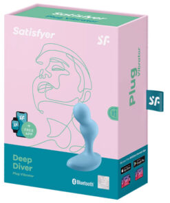 SATISFYER – DEEP DIVER PLUG VIBRADOR APP AZUL - intimamenities.com