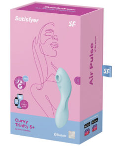 SATISFYER – CURVY TRINITY 5 ESTIMULADOR Y VIBRADOR APP AZUL - intimamenities.com