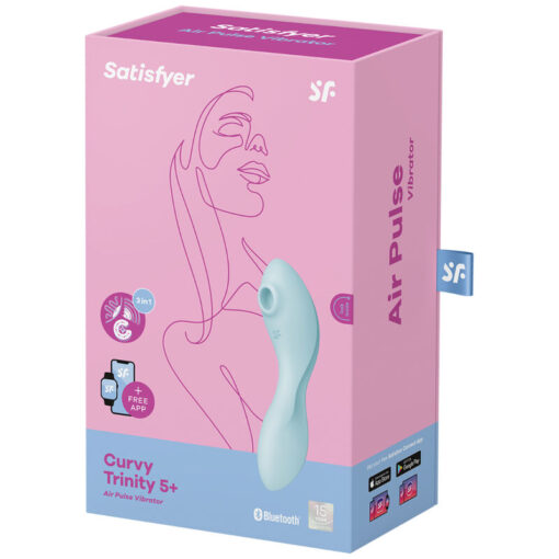 SATISFYER – CURVY TRINITY 5 ESTIMULADOR Y VIBRADOR APP AZUL - intimamenities.com
