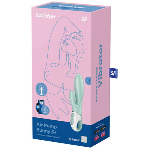 SATISFYER – AIR PUMP BUNNY 5+ VIBRADOR RABBIT INFLABLE APP VERDE - intimamenities.com