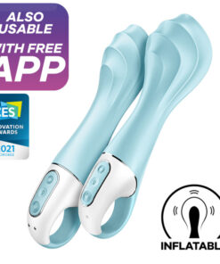 SATISFYER – AIR PUMP VIBRATOR 5+ VIBRADOR PUNTO G INFLABLE APP AZUL - intimamenities.com