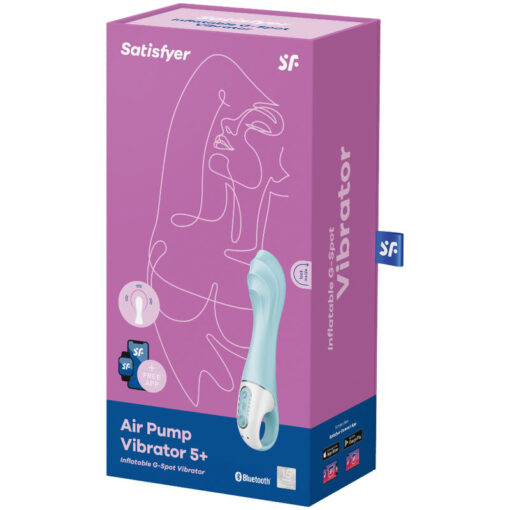 SATISFYER – AIR PUMP VIBRATOR 5+ VIBRADOR PUNTO G INFLABLE APP AZUL - intimamenities.com
