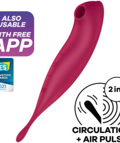SATISFYER – TWIRLING PRO+ ESTIMULADOR Y VIBRADOR APP ROJO - intimamenities.com
