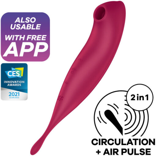 SATISFYER – TWIRLING PRO+ ESTIMULADOR Y VIBRADOR APP ROJO - intimamenities.com