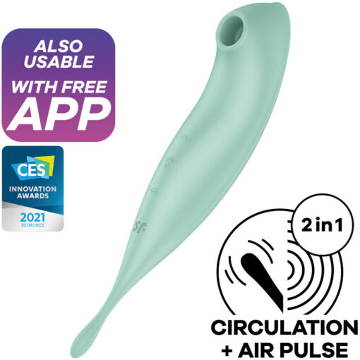 SATISFYER – TWIRLING PRO+ ESTIMULADOR Y VIBRADOR APP VERDE - intimamenities.com