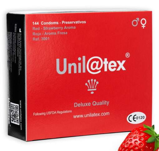 UNILATEX – PRESERVATIVOS ROJOS/FRESA 144 UDS - intimamenities.com