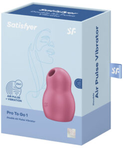 SATISFYER – PRO TO GO 1 ESTIMULADOR Y VIBRADOR DOBLE ROJO - intimamenities.com