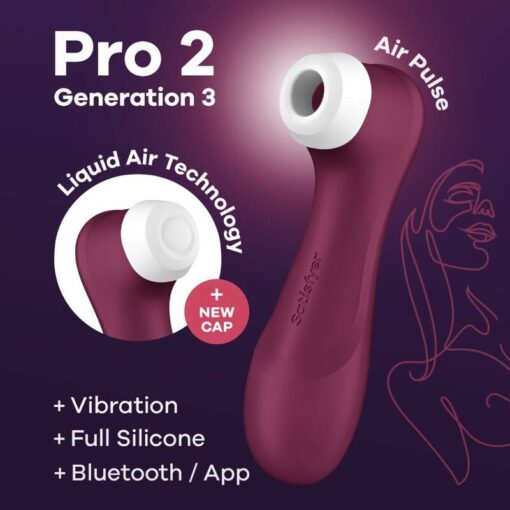SATISFYER – PRO 2 GENERACIÓN 3 GRANATE BLUETOOTH & APP - intimamenities.com