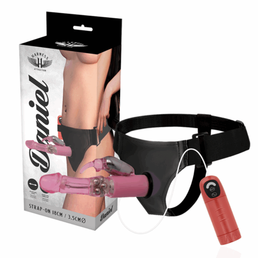 HARNESS ATTRACTION – ARNÉS  DANIEL CON VIBRACIÓN Y ROTACIÓN 18 CM -O- 3.5 CM - intimamenities.com