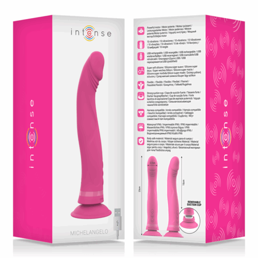 INTENSE – MICHELANGELO DILDO VIBRADOR SILICONA ROSA - intimamenities.com