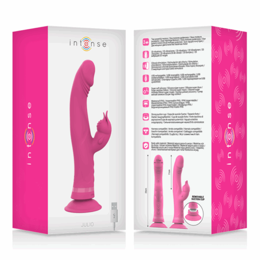 INTENSE – JULIO VIBRADOR RABBIT SILICONA ROSA - intimamenities.com
