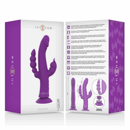 INTENSE – CASANOVA VIBRADOR RABBIT SILICONA TRIPLE MOTOR MORADO - intimamenities.com