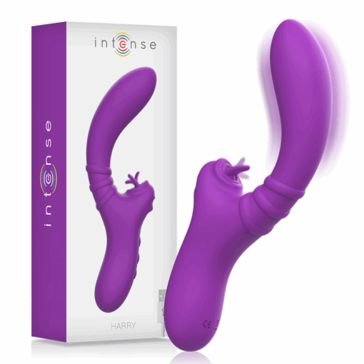 INTENSE – HARRY VIBRADOR FLEXIBLE CON LENGUA MORADO - intimamenities.com