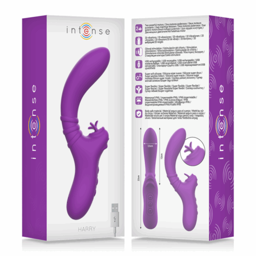 INTENSE – HARRY VIBRADOR FLEXIBLE CON LENGUA MORADO - intimamenities.com