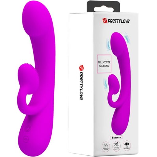 PRETTY LOVE – SINCERE VIBRADOR Y ONDAS ESTIMULADORAS DE CLÍTORIS SILICONA MORADO - intimamenities.com