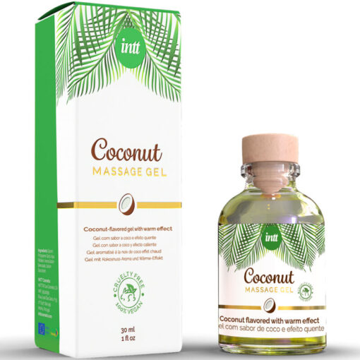 INTT – GEL DE MASAJE VEGANO CON SABOR A COCO Y EFECTO CALOR - intimamenities.com
