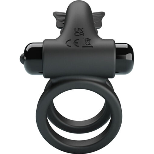 PRETTY LOVE – DOBLE ANILLO VIBRADOR CON ESTIMULADOR NEGRO - intimamenities.com
