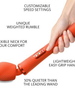 FUN FACTORY – VIM WAND RUMBLE VIBRADOR RECARGABLE SILICONA NARANJA - intimamenities.com