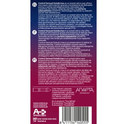 CONTROL – SENSUAL DOTS & LINES PUNTOS Y ESTRIAS 12 UDS - intimamenities.com