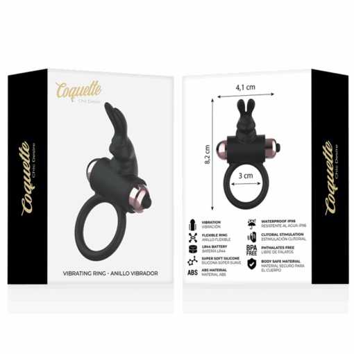 COQUETTE CHIC DESIRE – COCK RING ANILLO VIBRADOR NEGRO / GOLD - intimamenities.com