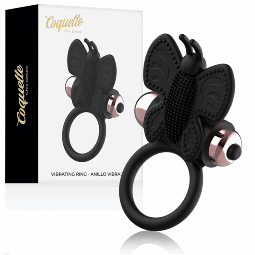 COQUETTE CHIC DESIRE – COCK RING BUTTERFLY ANILLO VIBRADOR NEGRO / GOLD - intimamenities.com