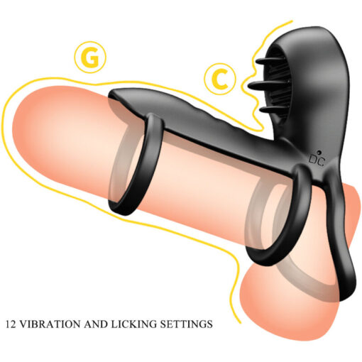 PRETTY LOVE – JAMMY FUNDA DE PENE 12 VIBRACIONES CON LENGUA RECARGABLE SILICONA - intimamenities.com