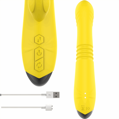 INTENSE – TOKY VIBRADOR MULTIFUNCIÓN RECARGABLE UP & DOWN CON ESTIMULADOR DE CLITORIS AMARILLO - intimamenities.com