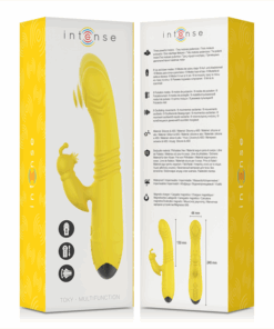 INTENSE – TOKY VIBRADOR MULTIFUNCIÓN RECARGABLE UP & DOWN CON ESTIMULADOR DE CLITORIS AMARILLO - intimamenities.com