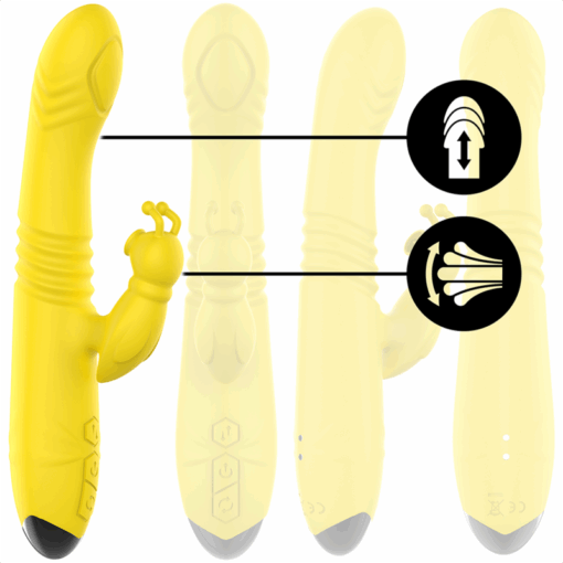 INTENSE – TOKY VIBRADOR MULTIFUNCIÓN RECARGABLE UP & DOWN CON ESTIMULADOR DE CLITORIS AMARILLO - intimamenities.com