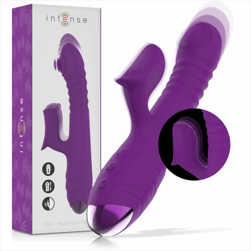 INTENSE – IGGY VIBRADOR MULTIFUNCIÓN RECARGABLE UP & DOWN CON ESTIMULADOR DE CLITORIS MORADO - intimamenities.com