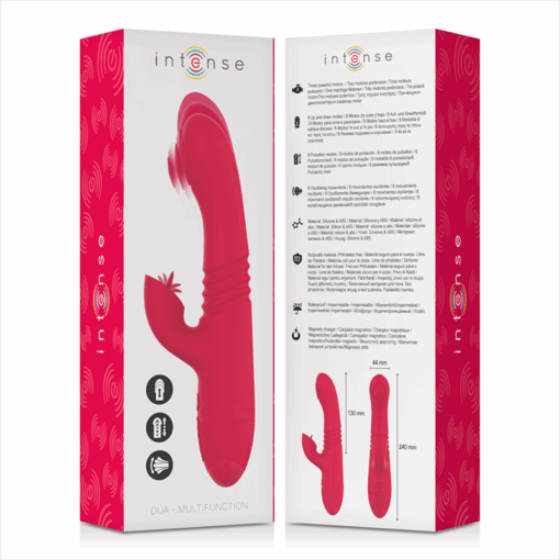 INTENSE – DUA VIBRADOR MULTIFUNCIÓN RECARGABLE UP & DOWN CON LENGUA ROJO - intimamenities.com