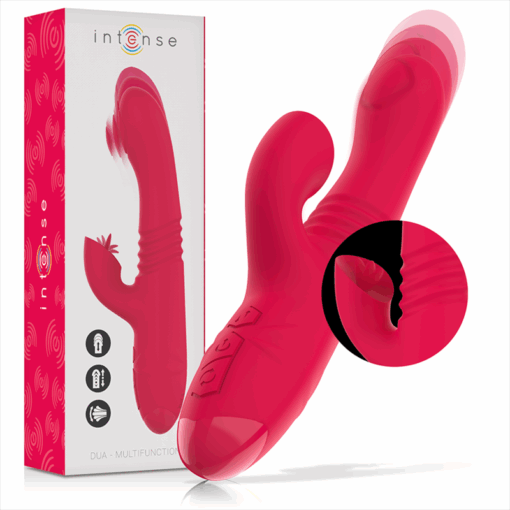 INTENSE – DUA VIBRADOR MULTIFUNCIÓN RECARGABLE UP & DOWN CON LENGUA ROJO - intimamenities.com