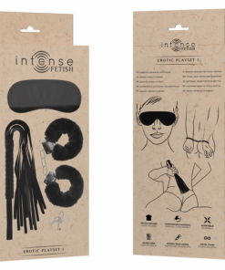 INTENSE – FETISH SET ERÓTICO 1 CON ESPOSAS, ANTIFAZ Y LÁTIGO DE CUERO VEGANO - intimamenities.com
