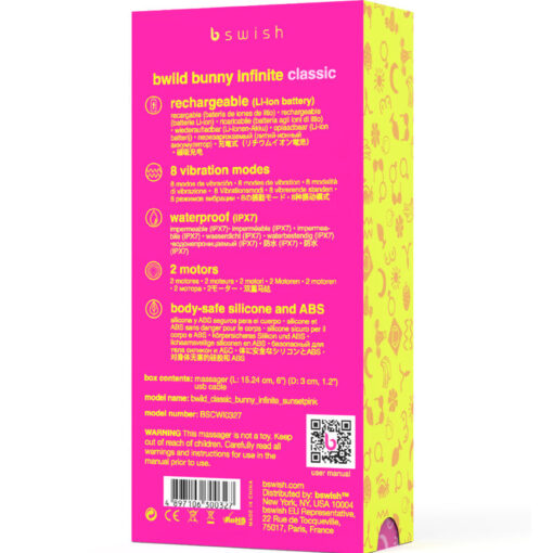 B SWISH – BWILD BUNNY INFINITE CLASSIC VIBRADOR RECARGABLE SILICONA ROSA - intimamenities.com