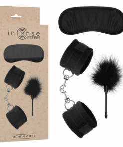 INTENSE – FETISH SET ERÓTICO 2 CON ESPOSAS, ANTIFAZ Y PLUMERO - intimamenities.com