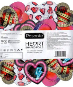 PASANTE – PRESERVATIVO ROJO FORMA CORAZON BOLSA 144 UNIDADES - intimamenities.com