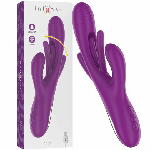 INTENSE – APOLO VIBRADOR MULTIFUNCIÓN RECARGABLE 7 VIBRACIONES CON LENGUA OSCILANTE MORADO - intimamenities.com