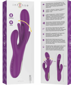 INTENSE – APOLO VIBRADOR MULTIFUNCIÓN RECARGABLE 7 VIBRACIONES CON LENGUA OSCILANTE MORADO - intimamenities.com