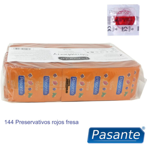 PASANTE – PRESERVATIVO SABOR FRESA BOLSA 144 UNIDADES - intimamenities.com
