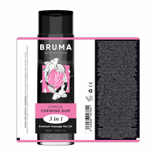 BRUMA – ACEITE DE MASAJE PREMIUM EFECTO CALOR SABOR CHICLE 3 EN 1 – 100 ML - intimamenities.com