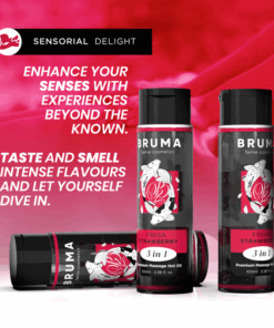 BRUMA – ACEITE DE MASAJE PREMIUM EFECTO CALOR SABOR FRESA 3 EN 1 – 100 ML - intimamenities.com