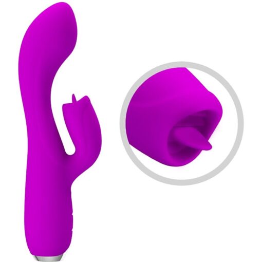 PRETTY LOVE – GLORIA VIBRADOR CONEJO RECARGABLE-IMPERMEABLE MORADO - intimamenities.com