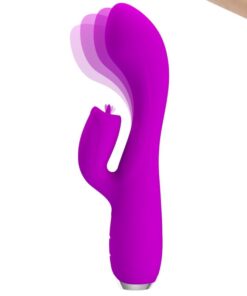 PRETTY LOVE – GLORIA VIBRADOR CONEJO RECARGABLE-IMPERMEABLE MORADO - intimamenities.com
