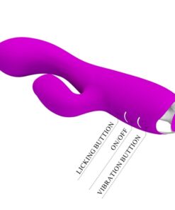 PRETTY LOVE – GLORIA VIBRADOR CONEJO RECARGABLE-IMPERMEABLE MORADO - intimamenities.com