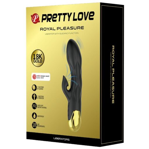 PRETTY LOVE – VIBRADOR DE LUJO BAÑADO EN ORO RECARGABLE NEGRO - intimamenities.com