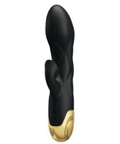 PRETTY LOVE – VIBRADOR DE LUJO BAÑADO EN ORO RECARGABLE NEGRO - intimamenities.com