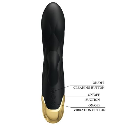 PRETTY LOVE – VIBRADOR DE LUJO BAÑADO EN ORO RECARGABLE NEGRO - intimamenities.com